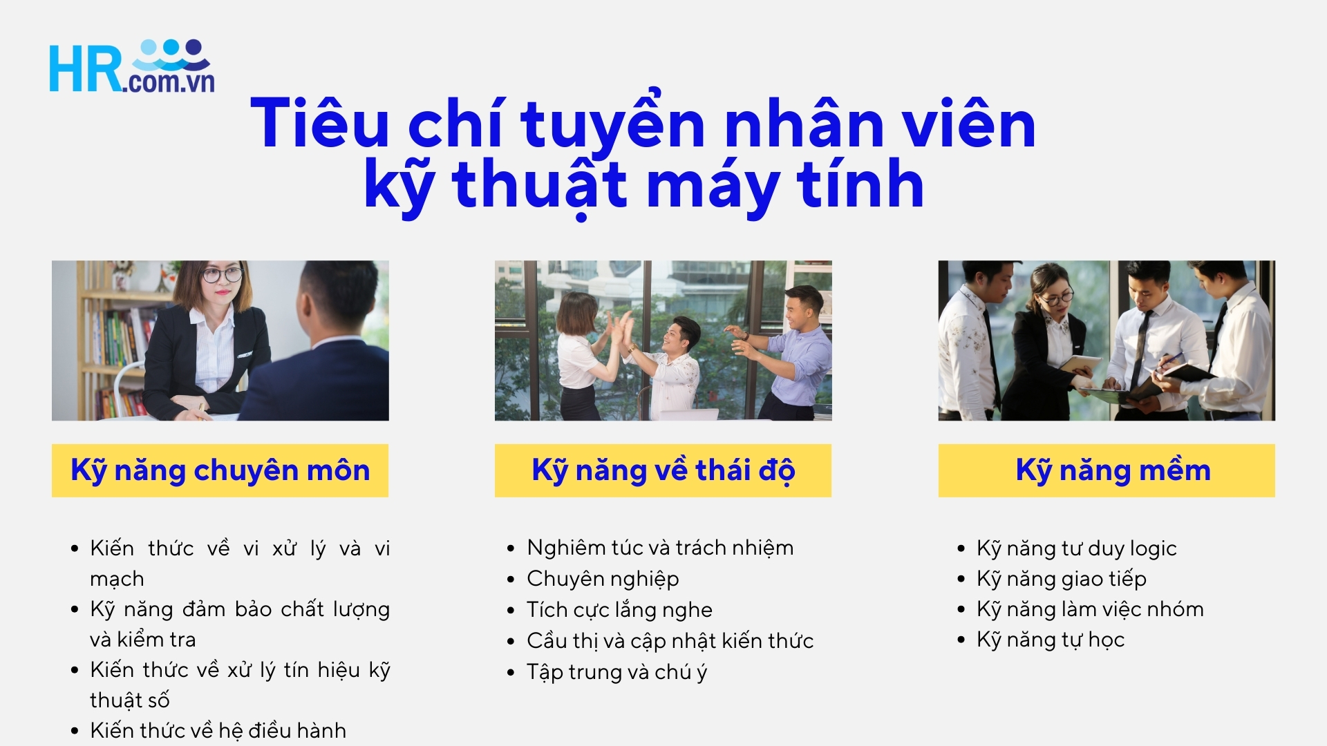 Tiêu chí tuyển nhân viên kỹ thuật máy tính